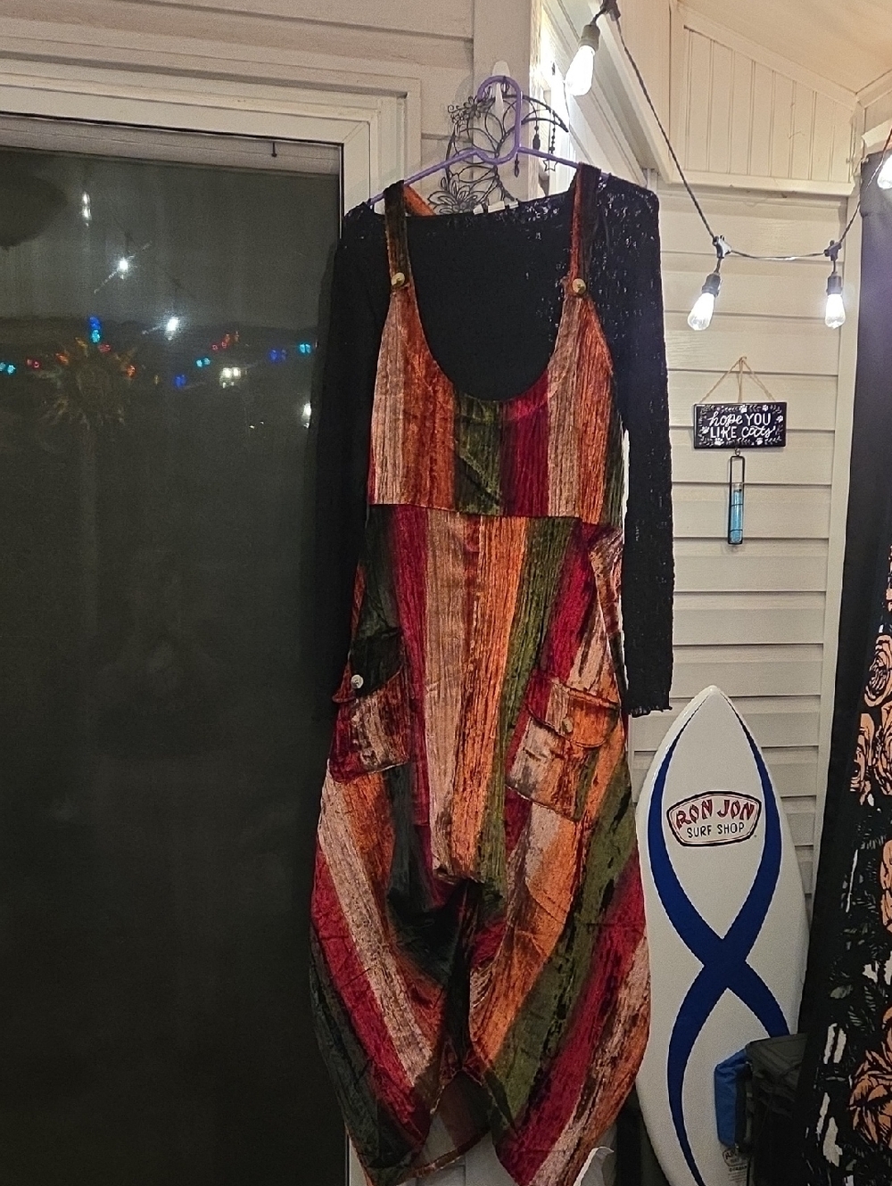Boho Striped Multicolor Velvet JUMPER baggy Between Legs Style And Lace Stretch